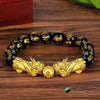 TCC™ Black Obsidian Double Pixiu Feng Shui Wealth Charm Bracelet